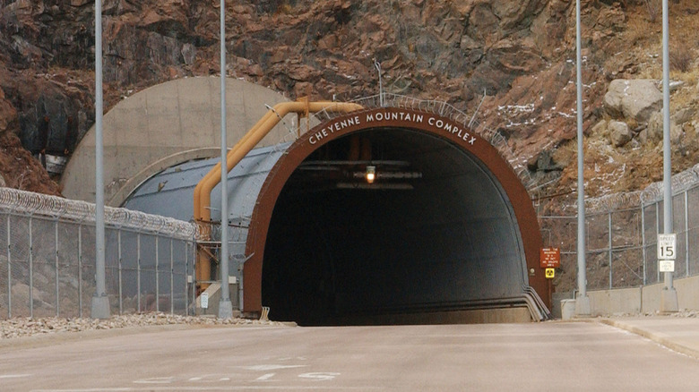 A huge entrance into a mountain