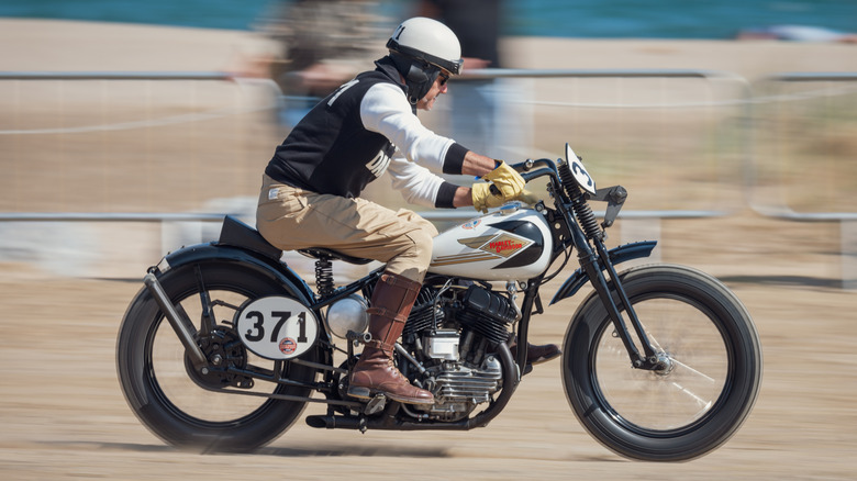Man racing on Harley-Davidson
