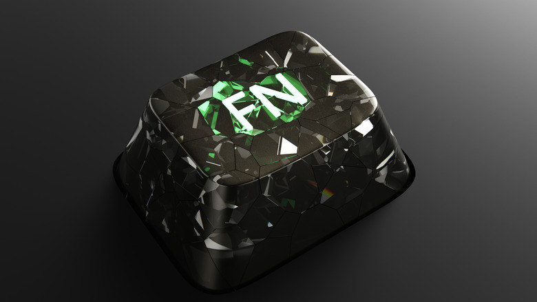 The Fn word embedded on a keyboard key in a neon shade.