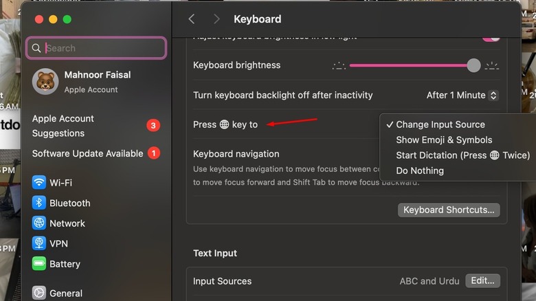 Press Fn key to option in the Keyboard section of System Settings.