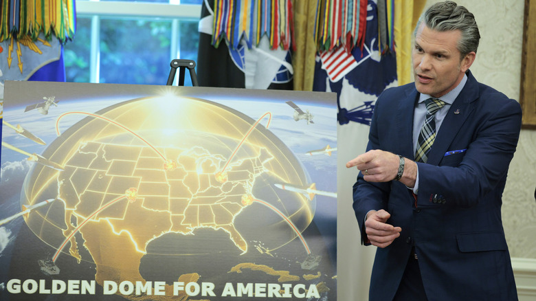 Secretary of Defense Pete Hegseth discusses the Golden Dome initiative in the Oval Office.