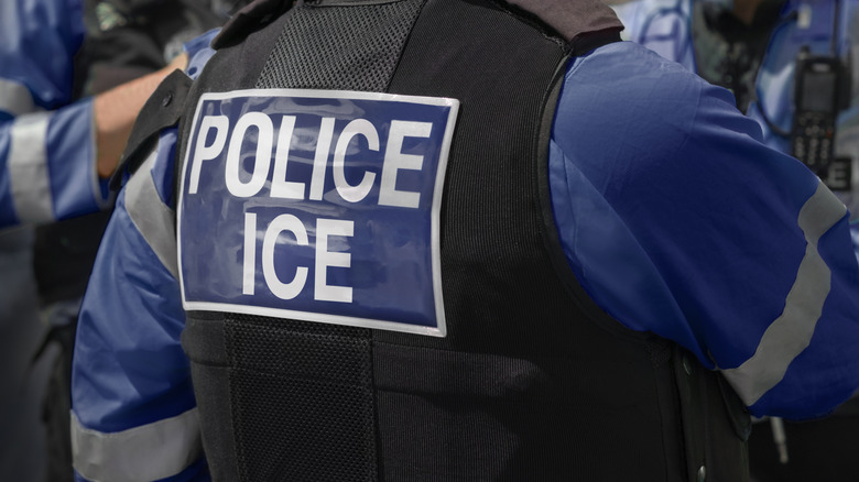 A United States ICE officer's vest