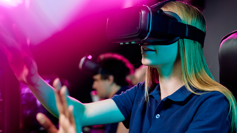 Multiple people using VR headsets