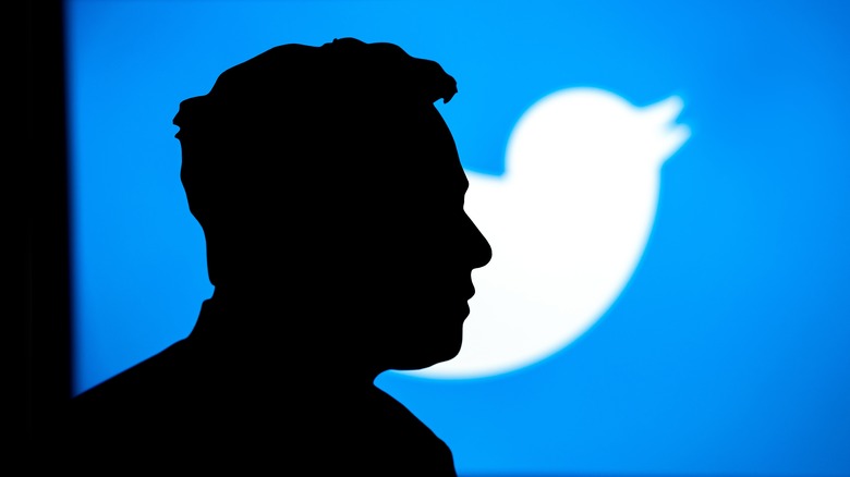musk silhouette with twitter logo