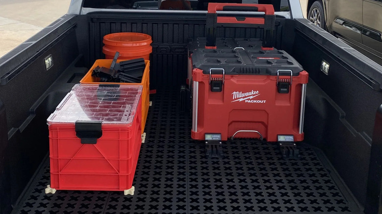 Tmat bed organizing mat used in a Toyota Tacoma