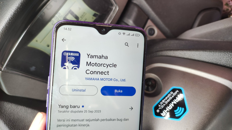 Phone with Yamaha Motorcycle Connect App