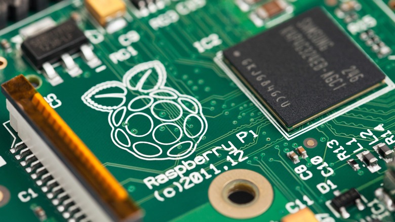 Closeup of Raspberry Pi board