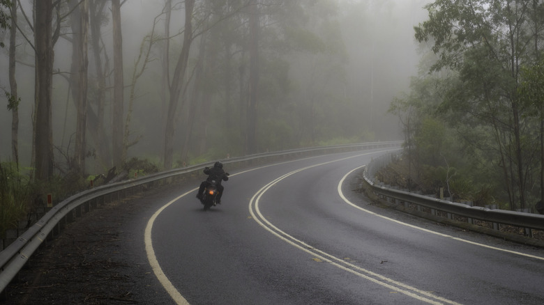 motorcycle driver in the rain