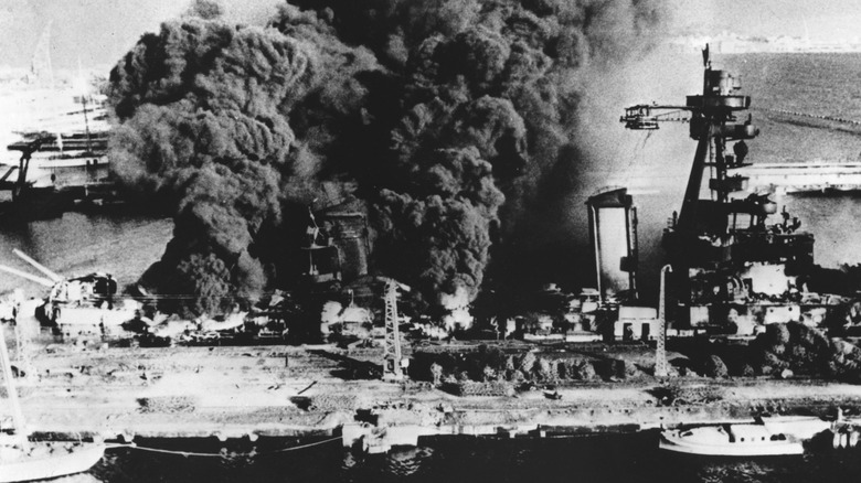 French Fleet being scuttled at Toulon in 1942