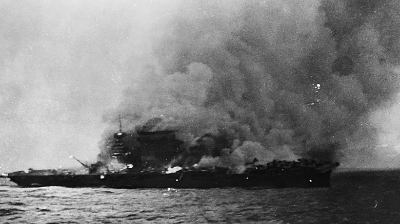 USS Lexington under attack during the Battle of Coral Sea