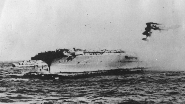 The USS Lexington is abandoned during the Battle of the Coral Sea