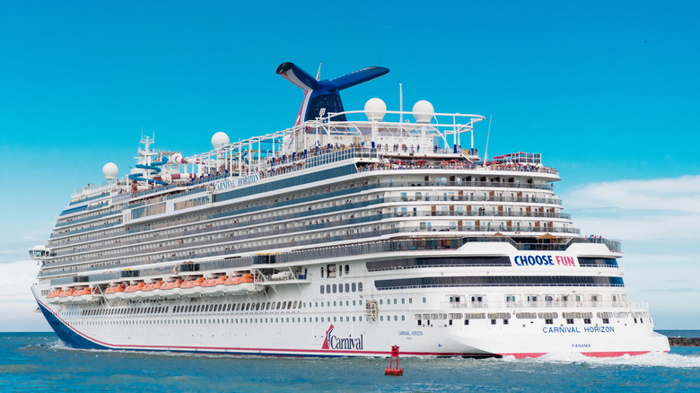 A Carnival Horizon cruise ship at sea