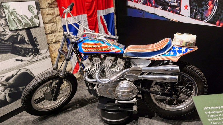 Evel Knievel's Modified Harley-Davidson XR-750 On Display
