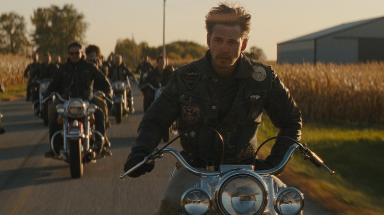 Austin Butler riding a motorcycle