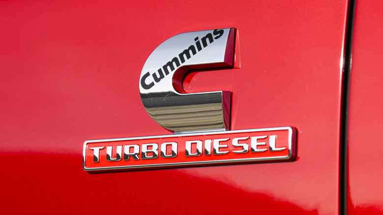 Shot of the Cummins Turbo Diesel emblem