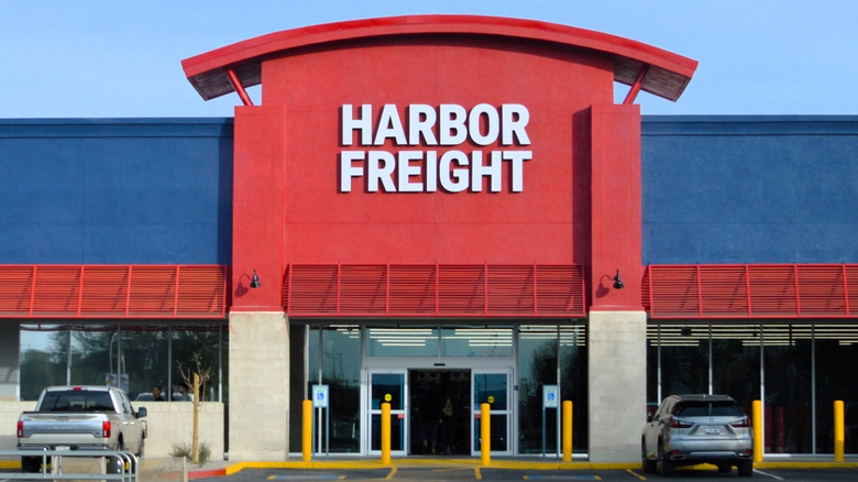 Front doors opening at Harbor Freight Tools store