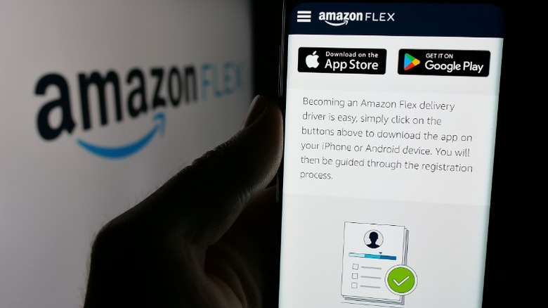 Signing up for the Amazon Flex service on a phone