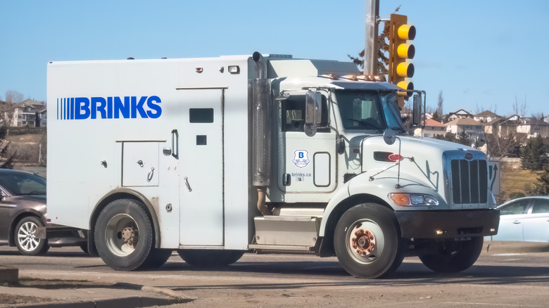 Brinks truck at an intersection
