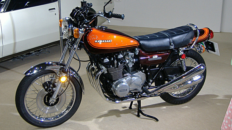 Orange Kawasaki Z1 bike