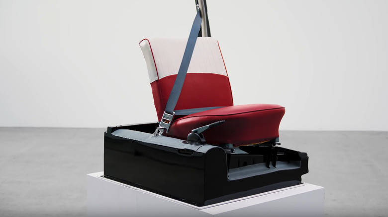 A mockup of Volvo's three-point safety belt from 1959