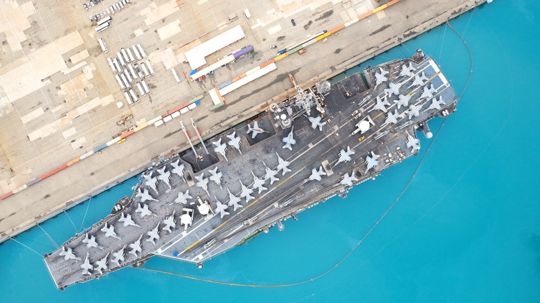 USA navy ship carrier full loading airplane fighter jet aircraft