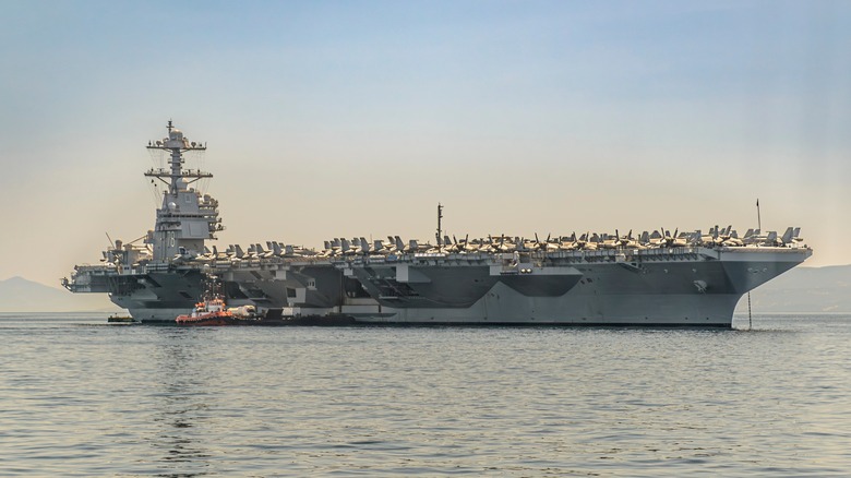 The United States Navy aircraft carrier USS Gerald R. Ford docked in Split, Croatia