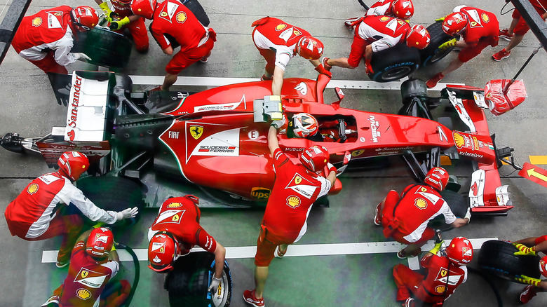 Ferrari car at a pitstop