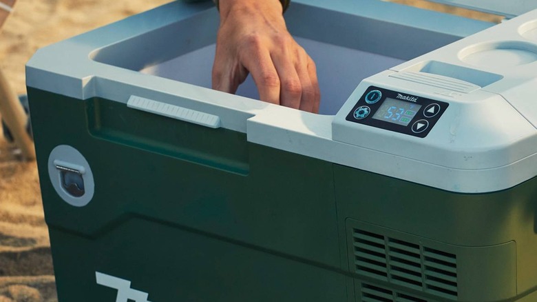 Makita cooler on beach