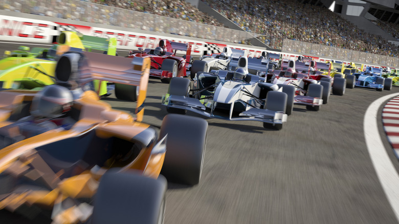 Formula cars on race track