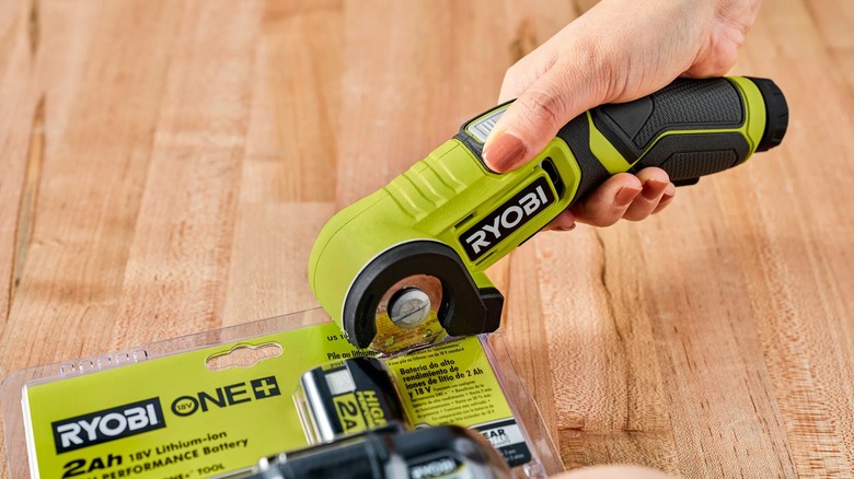 Ryobi USB Lithium Power Cutter opening clamshell packaging
