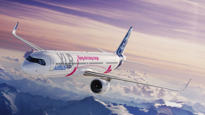 A321 XLR flight above the clouds
