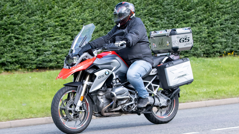 Person riding BMW R1200GS