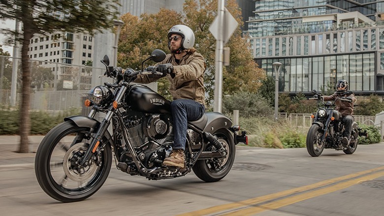 People riding motorcycles