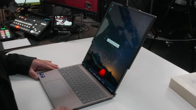 The ThinkBook Plus Gen 6 laptop with screen extended and tilted back