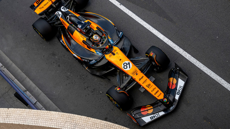 Overhead shot of a McLaren F1 car at Monaco