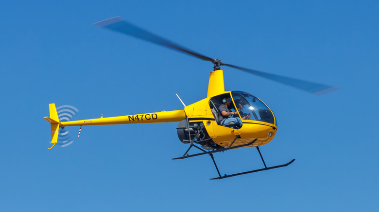 RS Aviation Services Robinson R22 helicopter at Burbank Airport in the United States