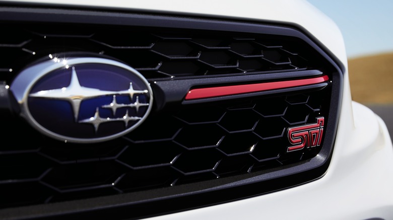 STI logo on Subaru grille