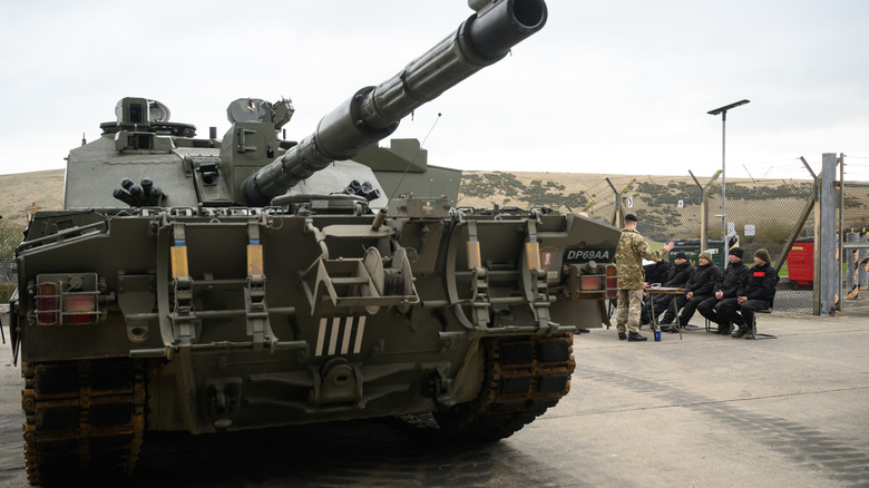 Challenger ii tank in training area