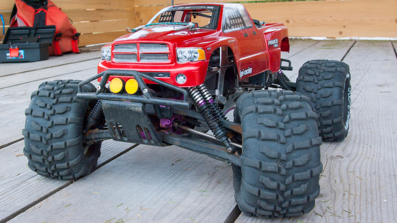 A shot of an RC that uses nitro fuel