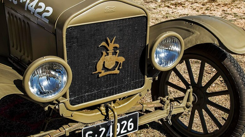 The front of a World War 1-era Model T.