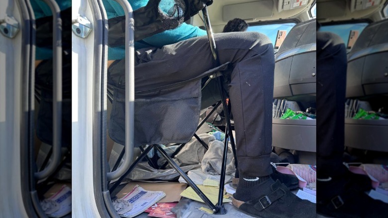 The passenger of the ticketed trucker who was sitting in a lawn chair