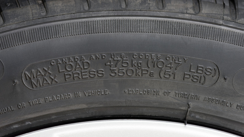 MAX PRESS print on a tire