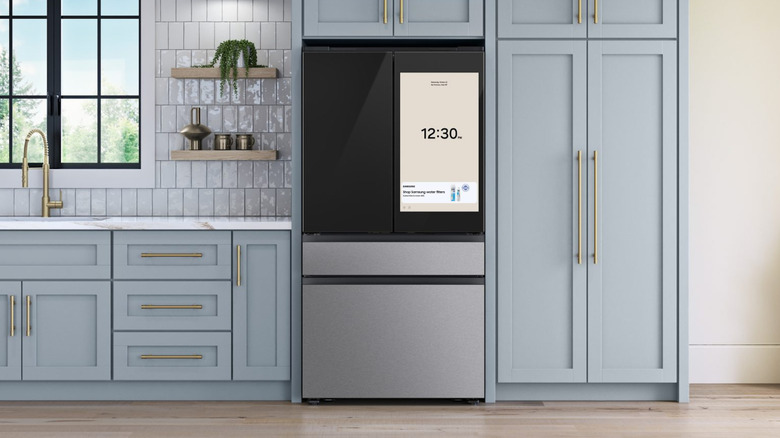 Samsung smart refrigerator with ad displayed