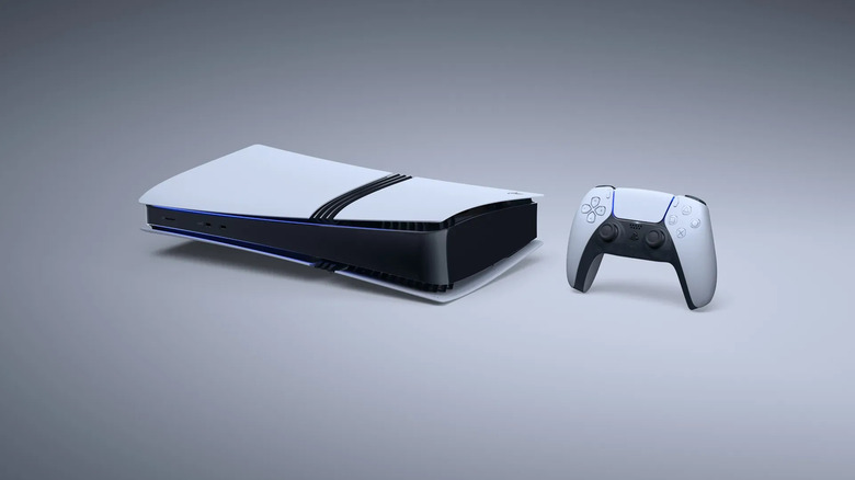 A PlayStation 5 and controller.