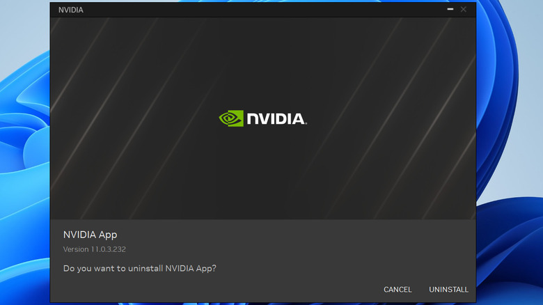 NVIDIA app uninstaller on PC