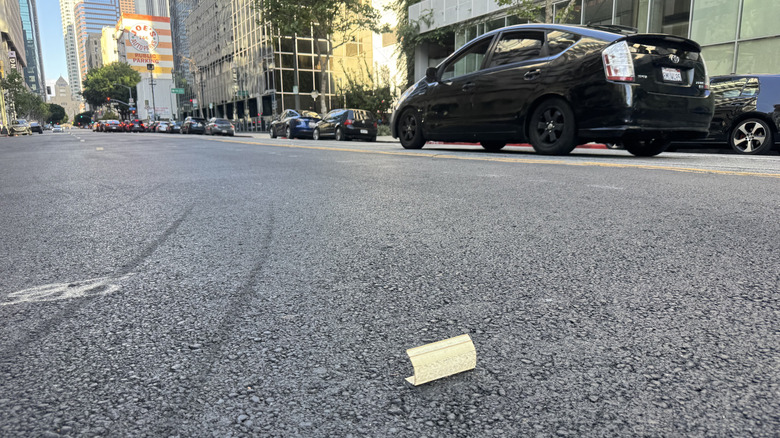 yellow flap used on road after construction in los angeles