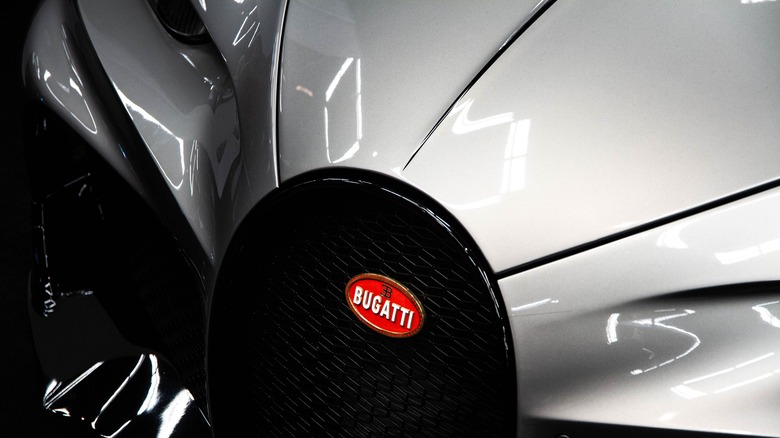 Closeup of a Bugatti front grille