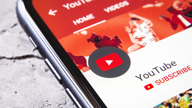 YouTube app open smartphone