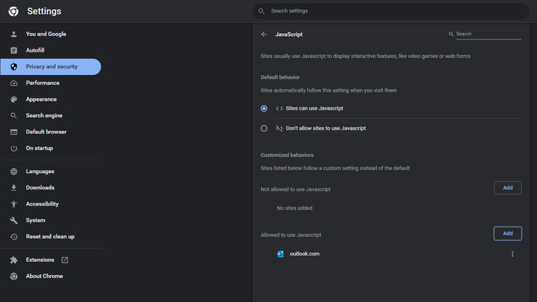 google chrome javascript