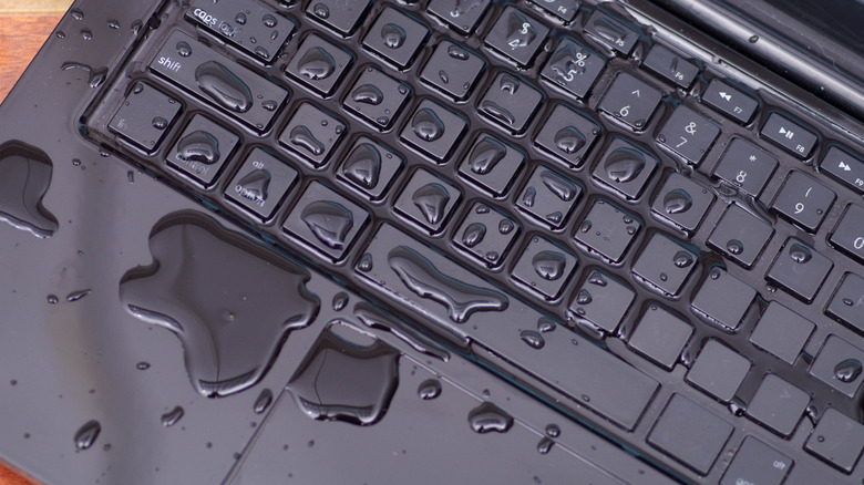 Water on laptop keyboard